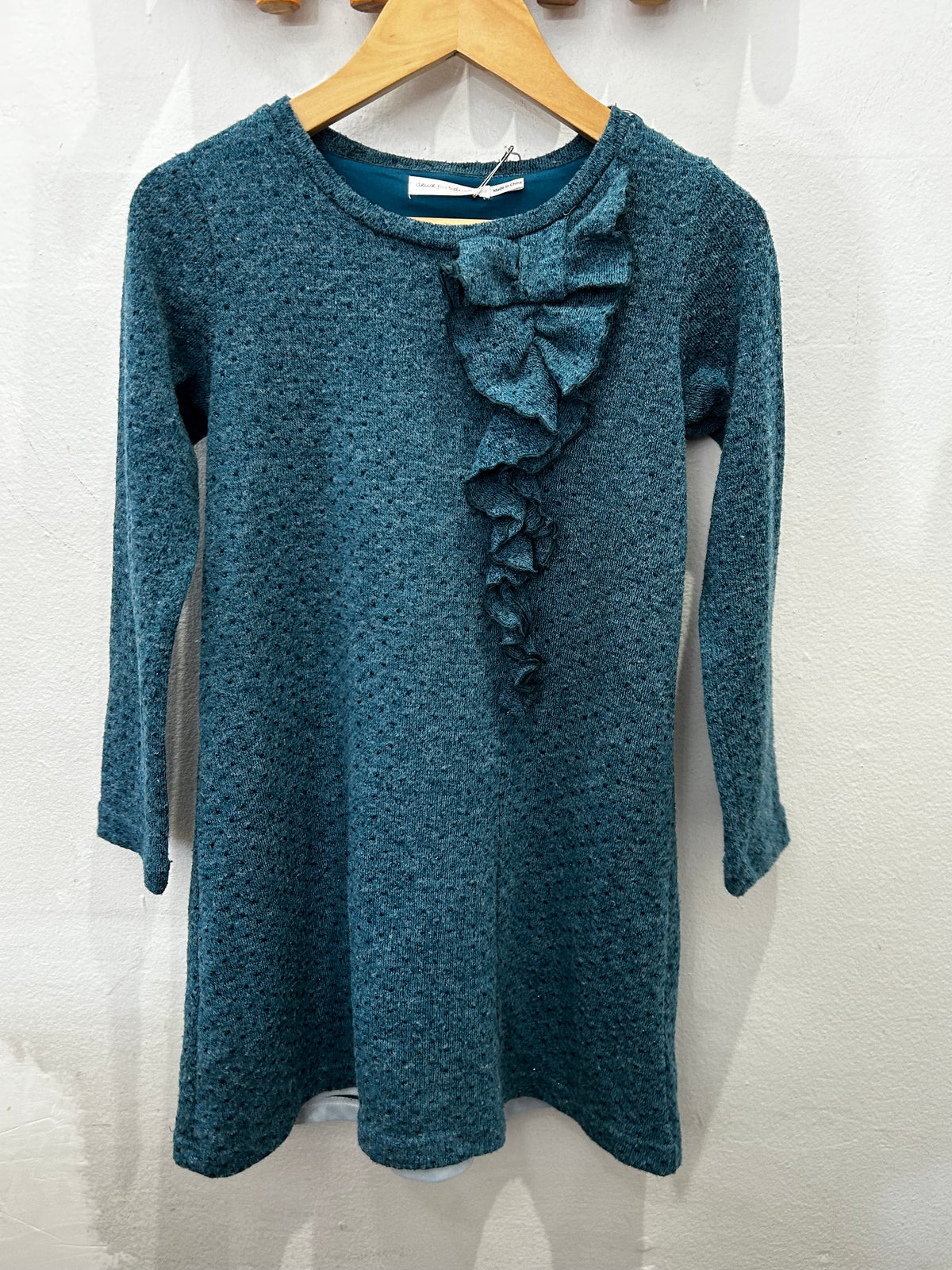 Deuxpardeux teal sweater dress 7y
