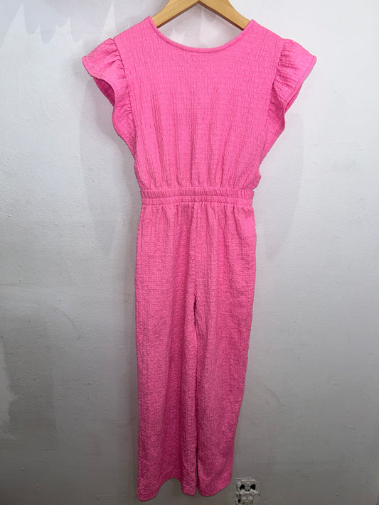 Bubblegum pink textured romper 7y
