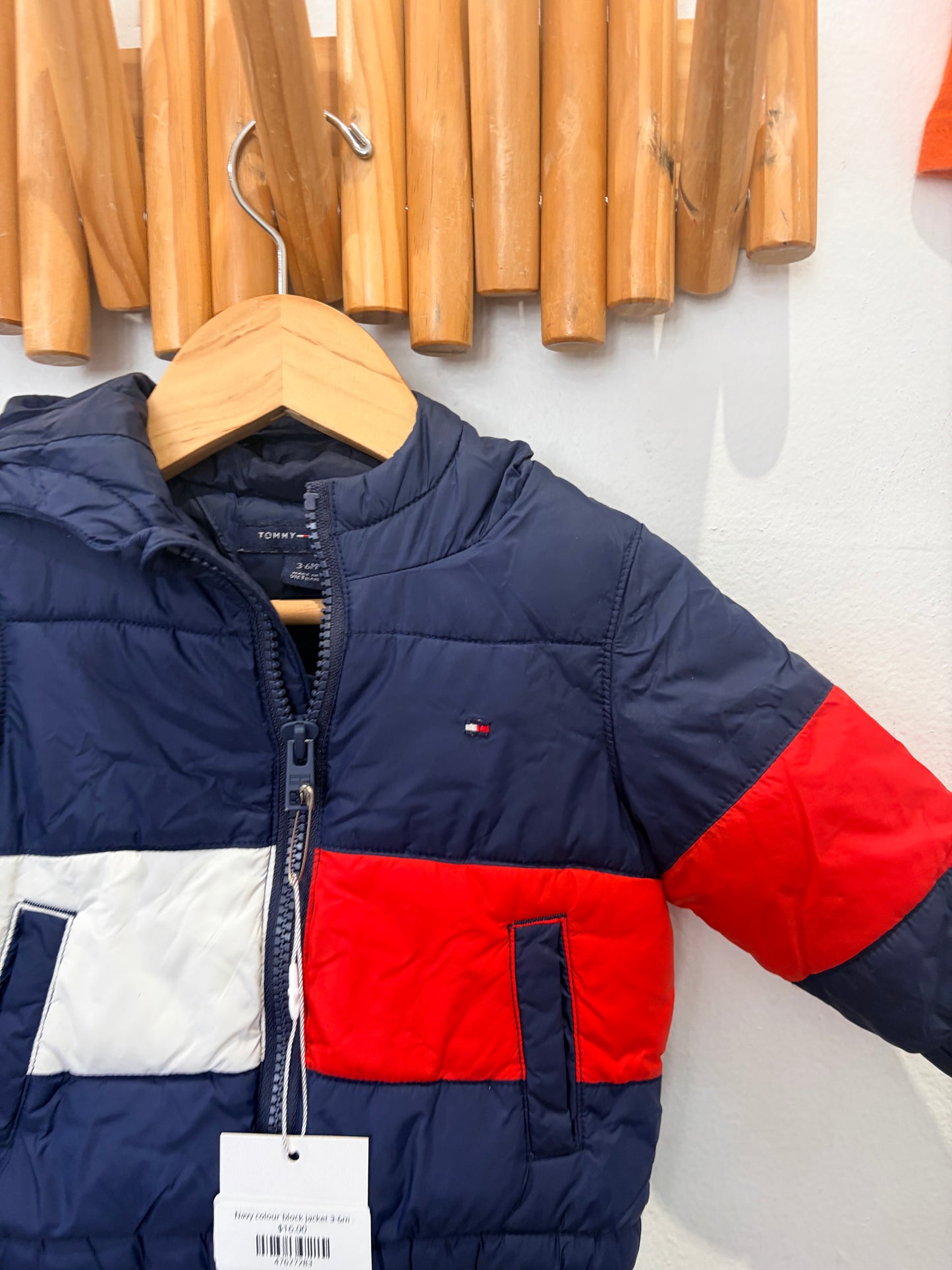 Navy colour block jacket 3-6m