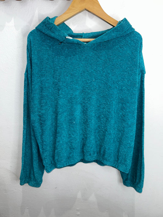 Teal terry hoodie 10-12y