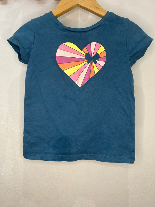 Teal sparkly heart tee 2y