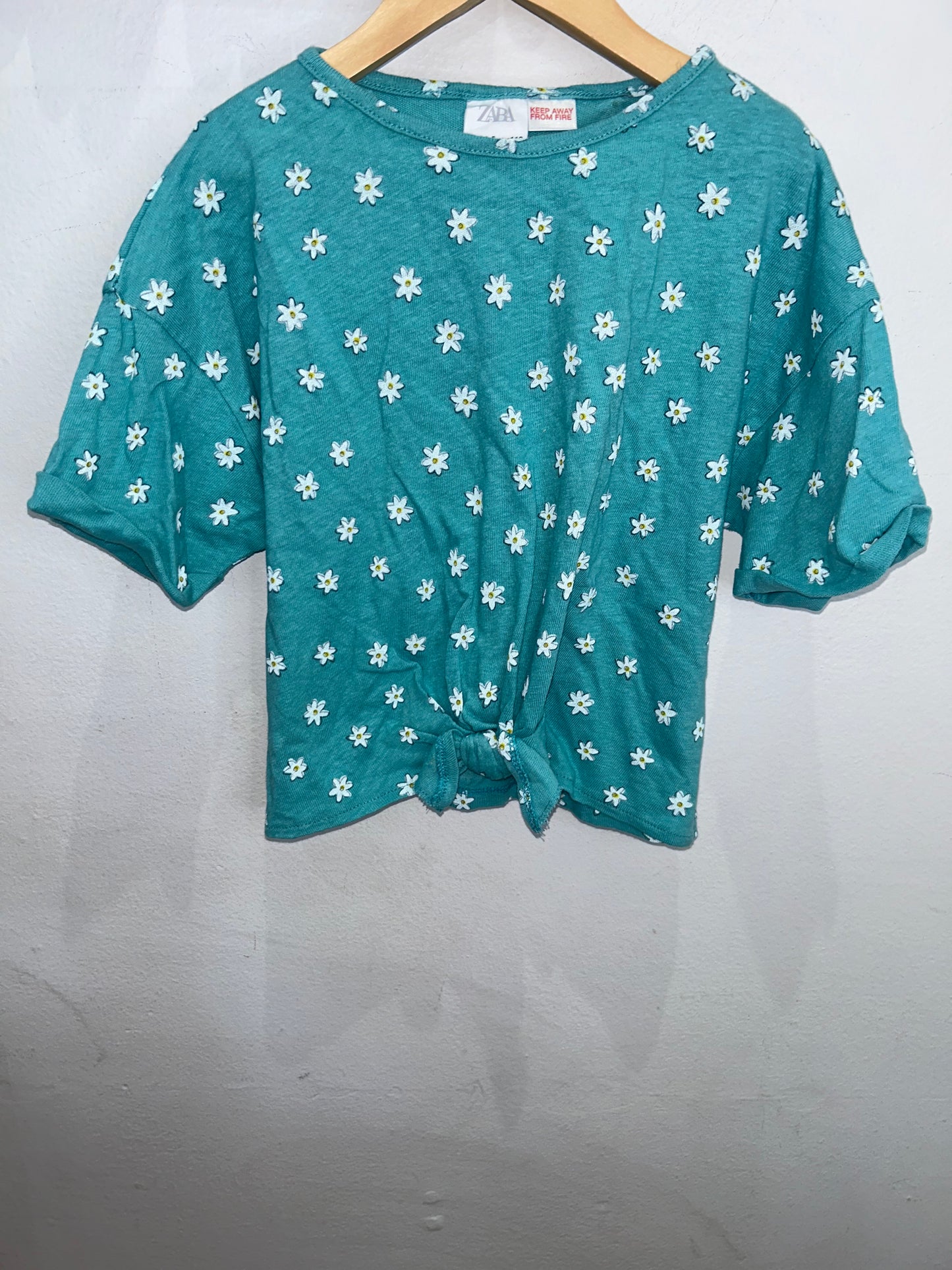 Teal flowers tee 4-5y
