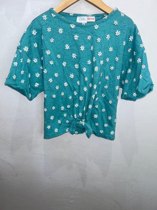 Teal flowers tee 4-5y