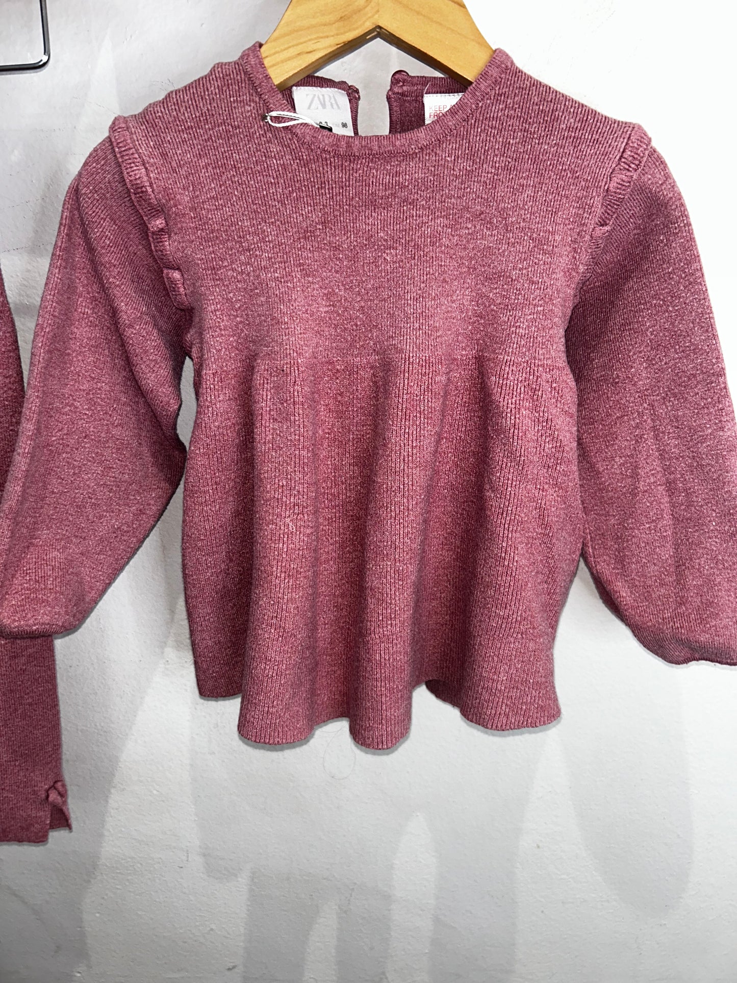 Pink ribbed sweater set 2-3y