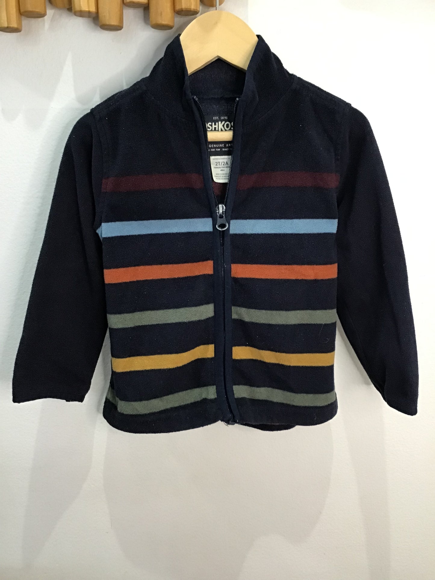 Fleece zip-up stripes 2y