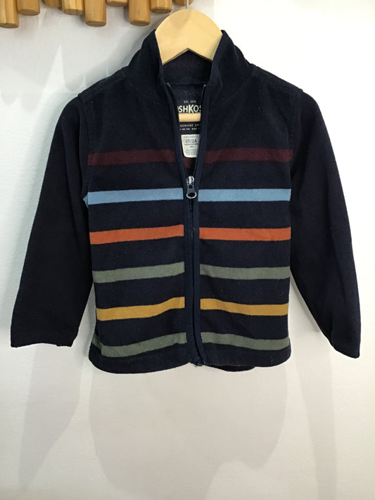 Fleece zip-up stripes 2y