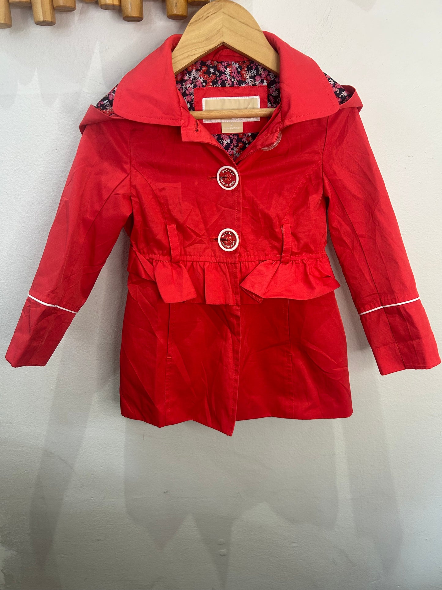 Red canvas coat 2y