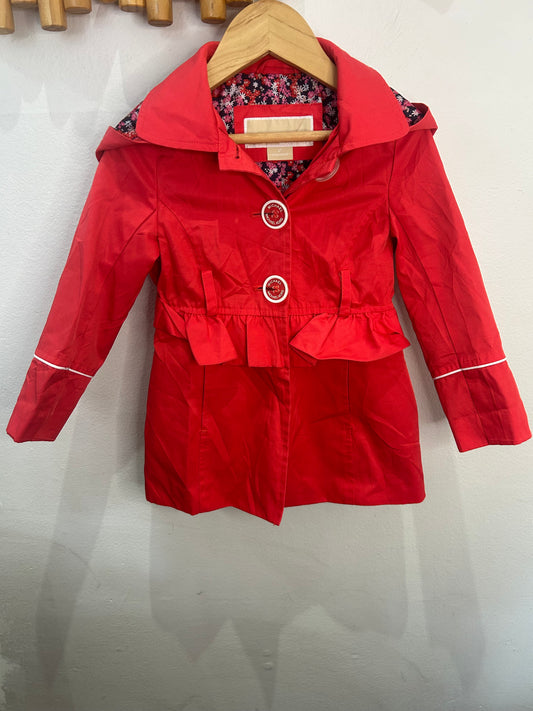 Red canvas coat 2y