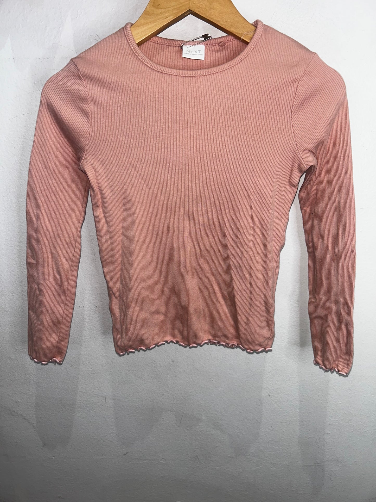 Pink ribbed lettuce longsleeve 4-5y