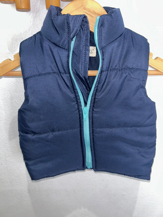 Navy puffer vest 3-6m