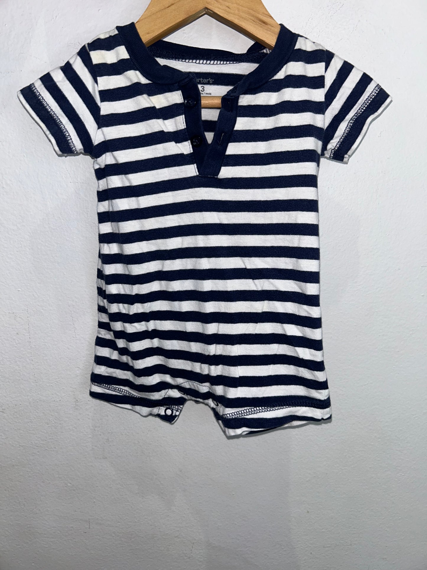 Navy stripes shorty romper 3m