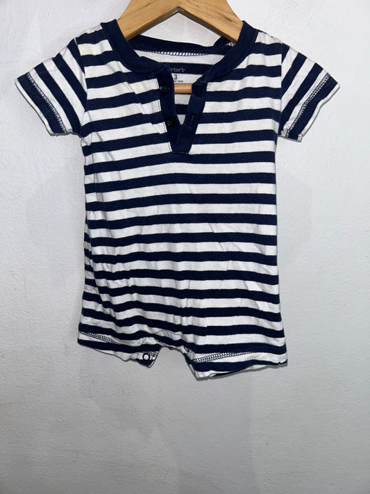 Navy stripes shorty romper 3m