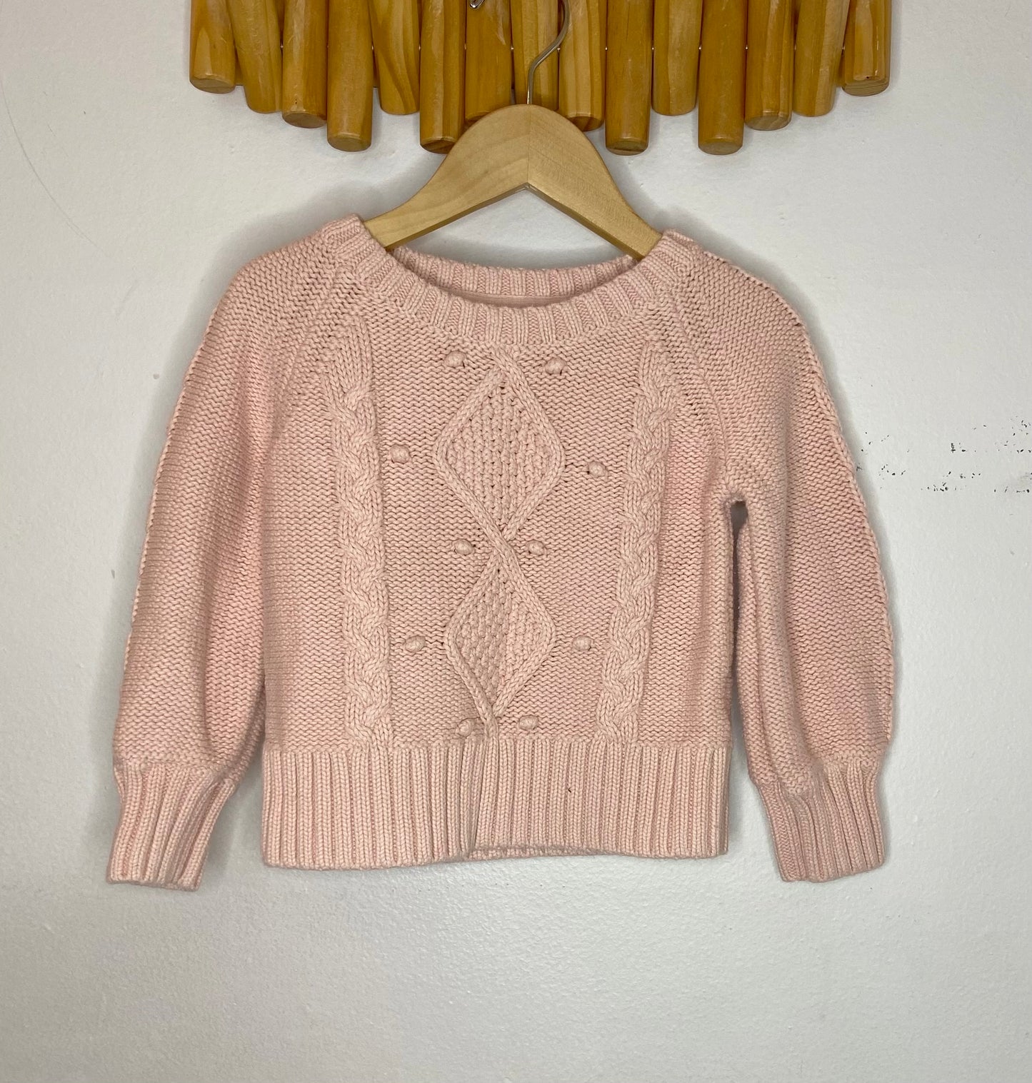 Pink cable knit sweater 3y