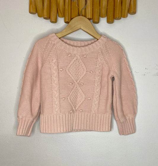 Pink cable knit sweater 3y
