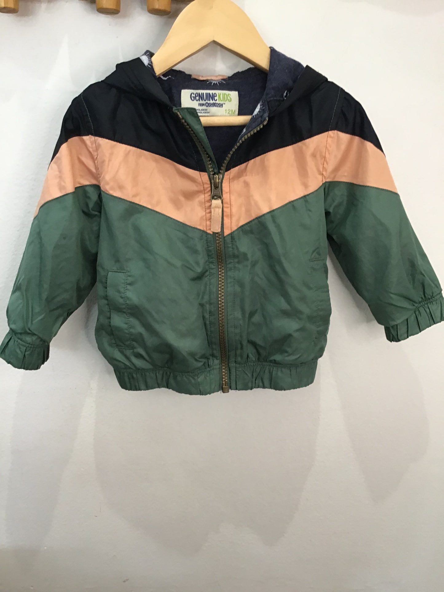 Green and pink rainjacket 12m