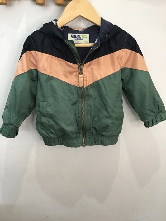 Green and pink rainjacket 12m