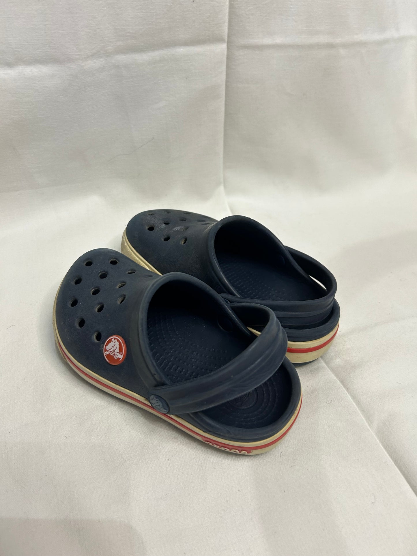 C8-9 blue and red Crocs