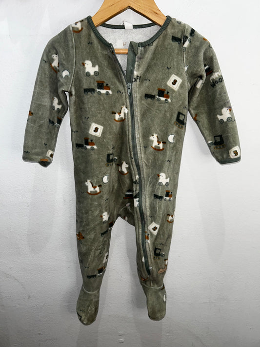 Souris Mini green terry sleeper 9-12m