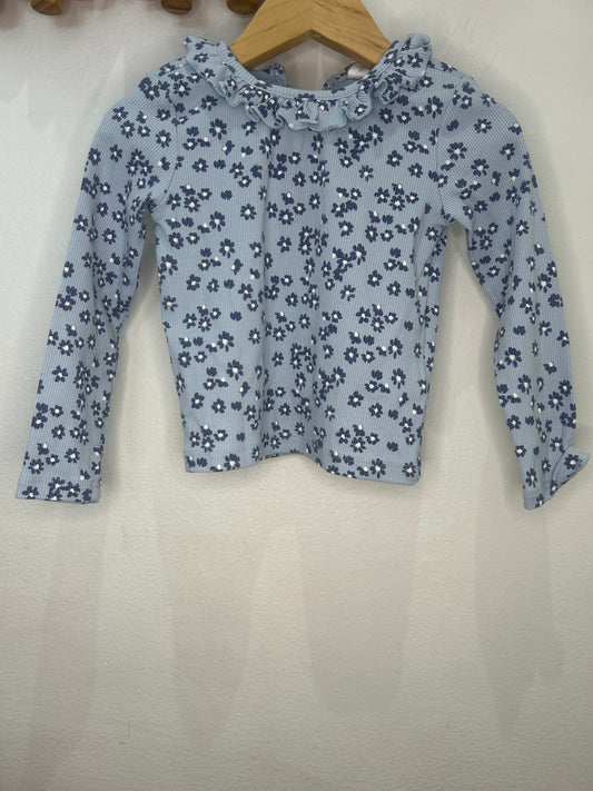 Blue floral waffle longsleeve 2y