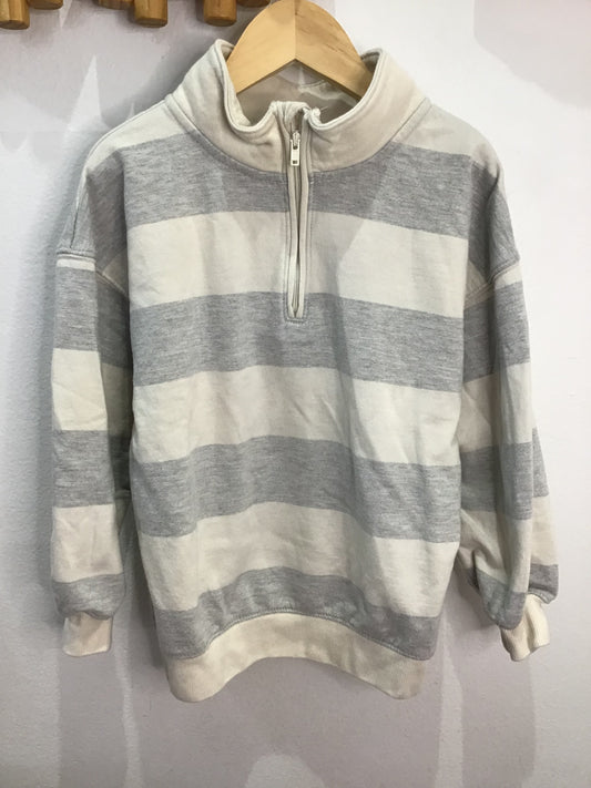 Grey striped quarter zip pullover 4-6y