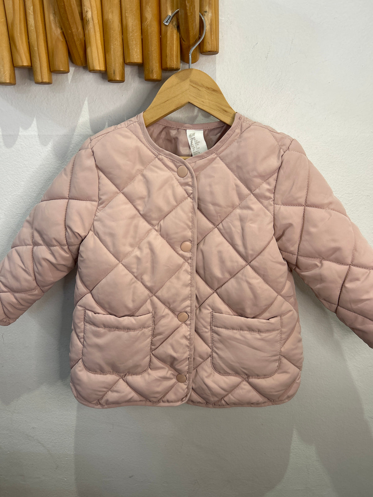 Pink quilted lightweight puffer 2-3y