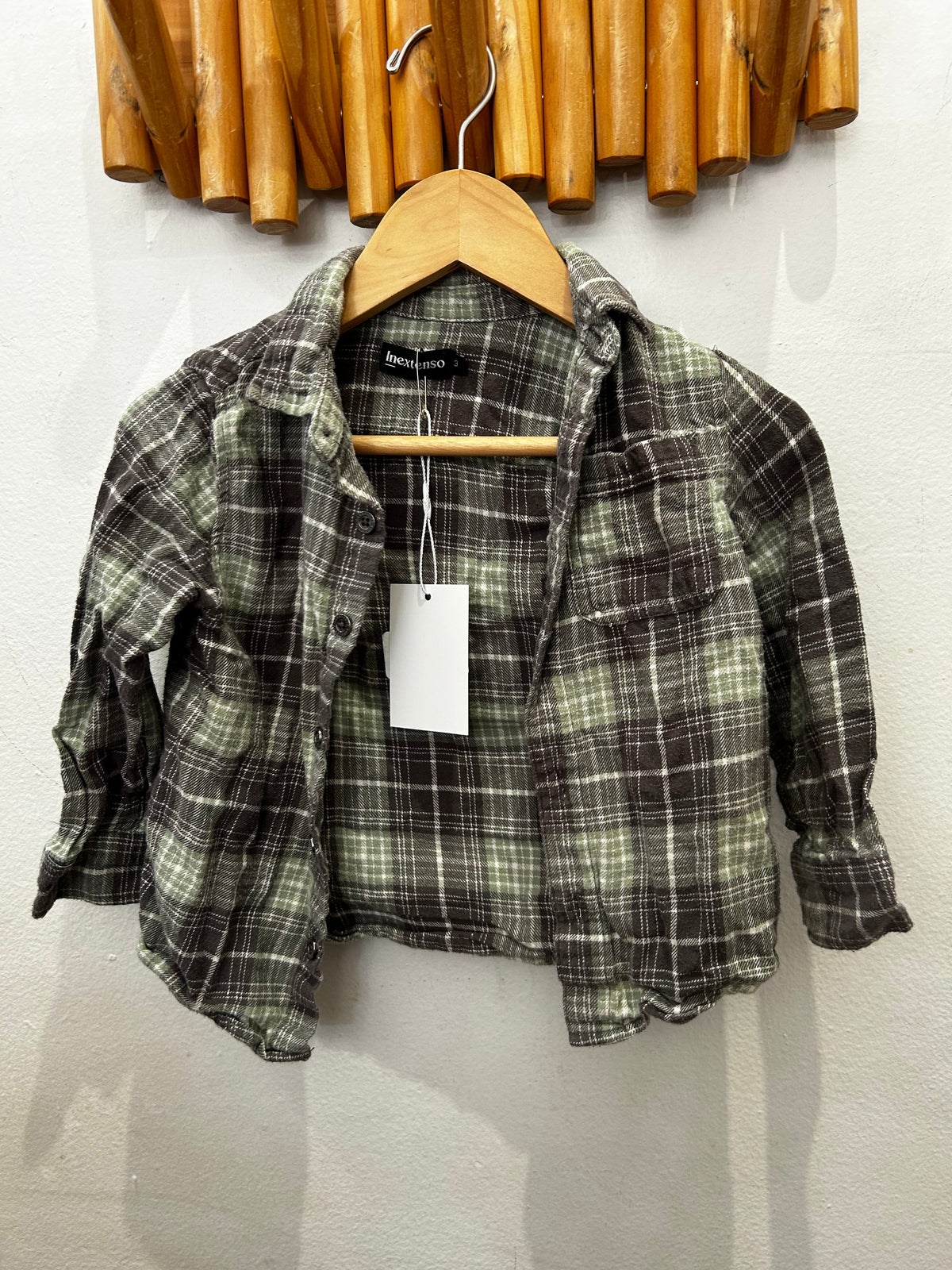 Green and grey flannel shirt 3y