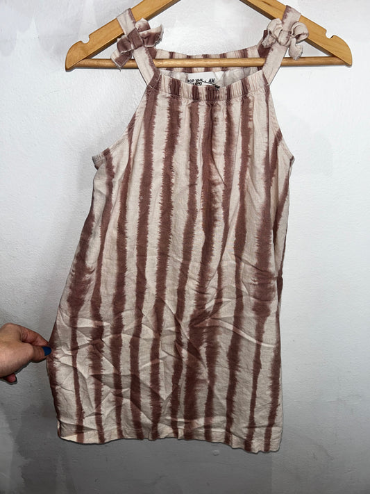 Brown stripes dress 6-7y