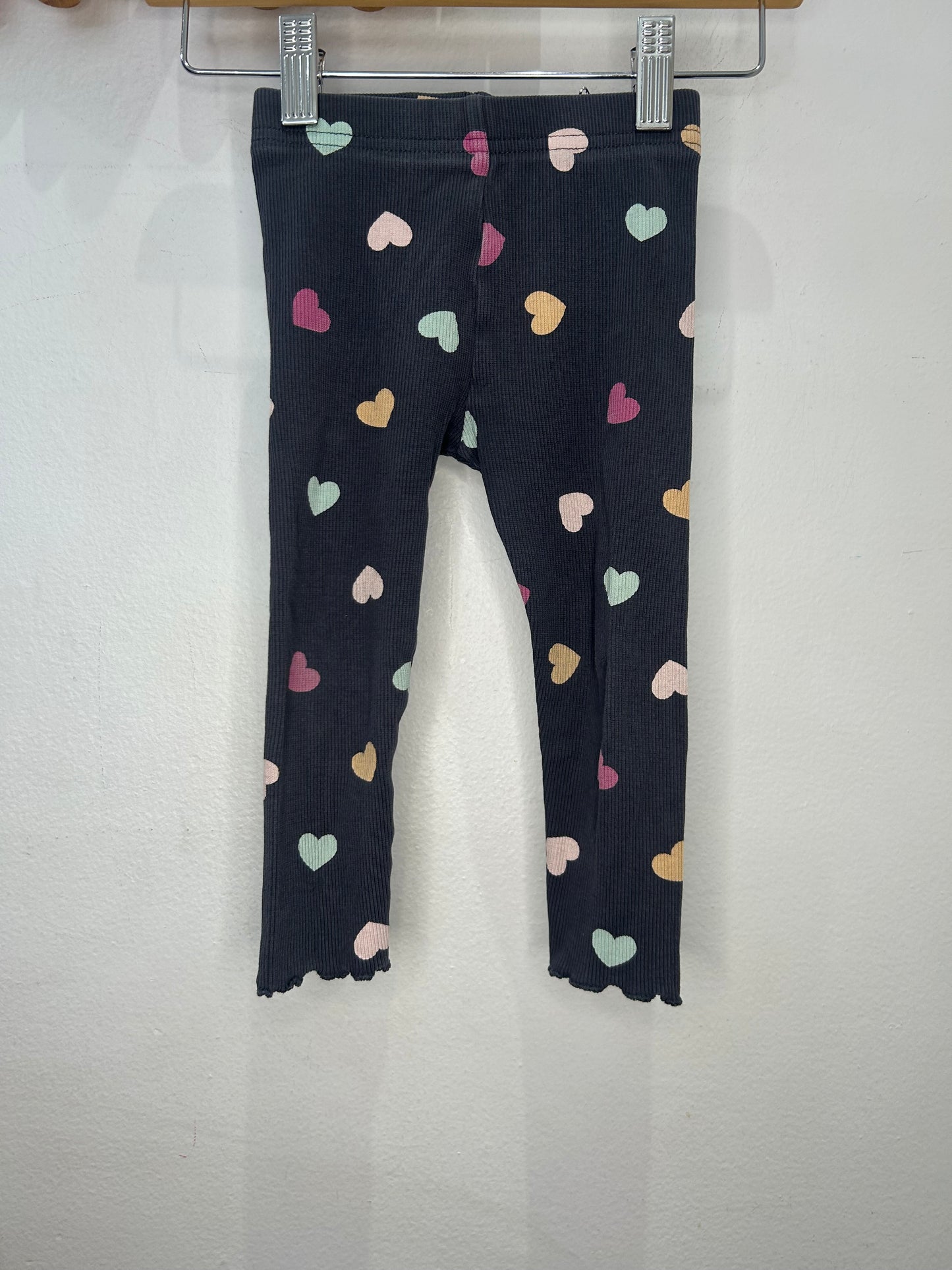 Hearts ribbed leggings 2y