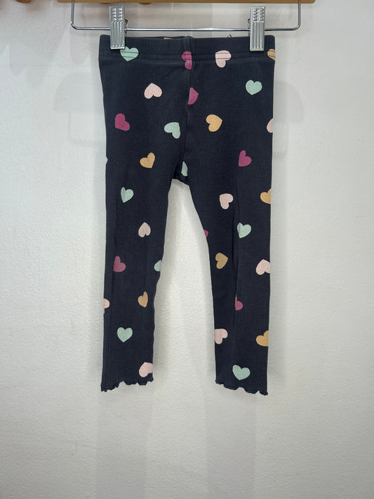 Hearts ribbed leggings 2y