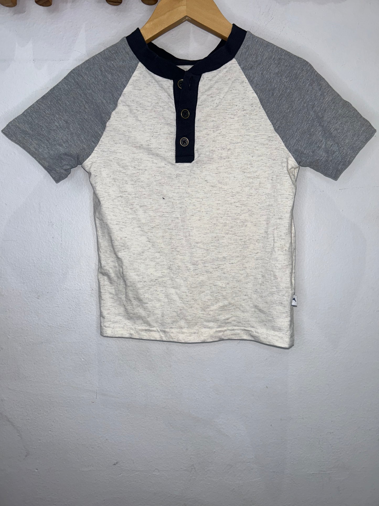 White and grey henley 4y