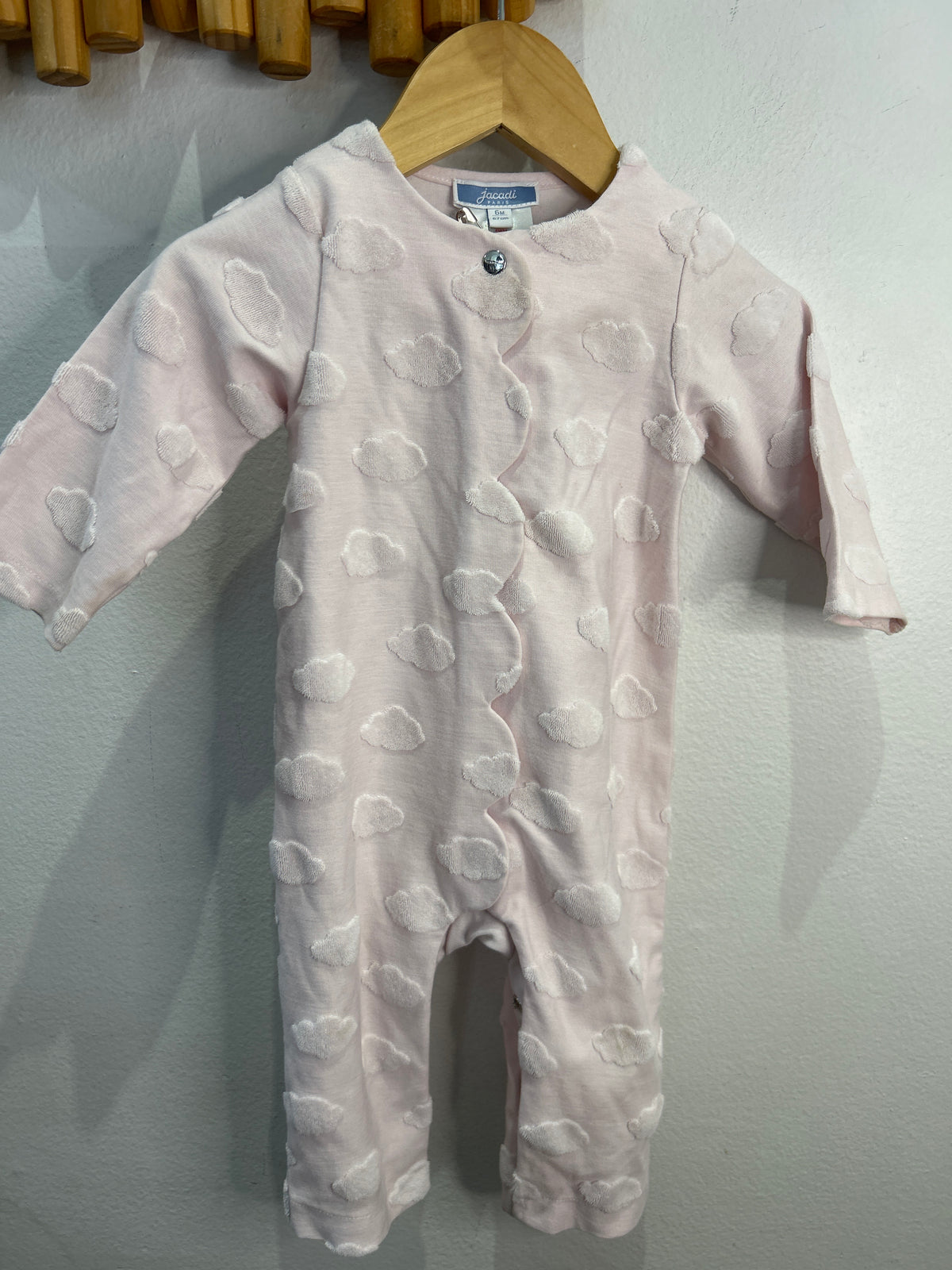 Pink texture clouds romper 6m