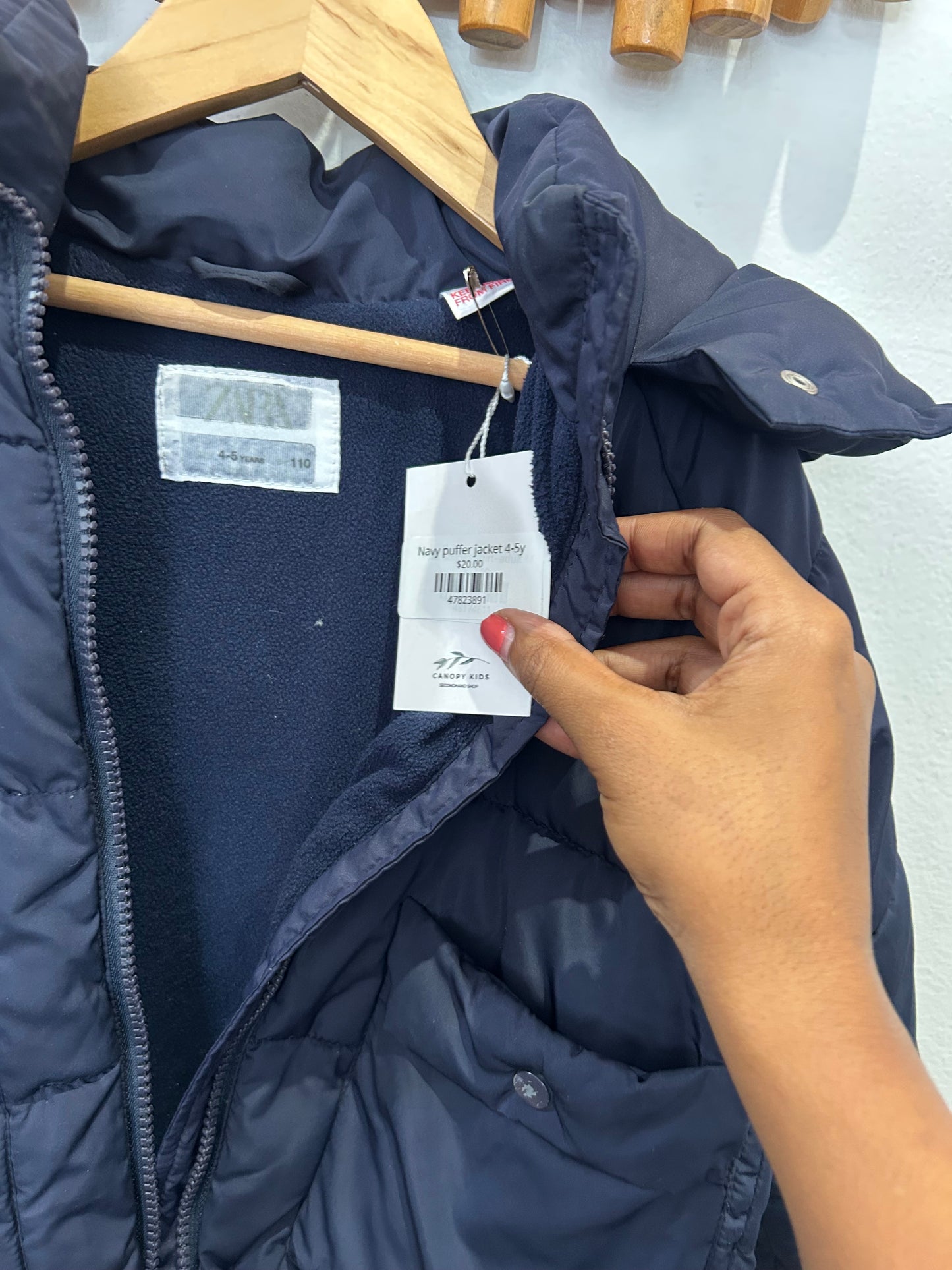 Navy puffer jacket 4-5y