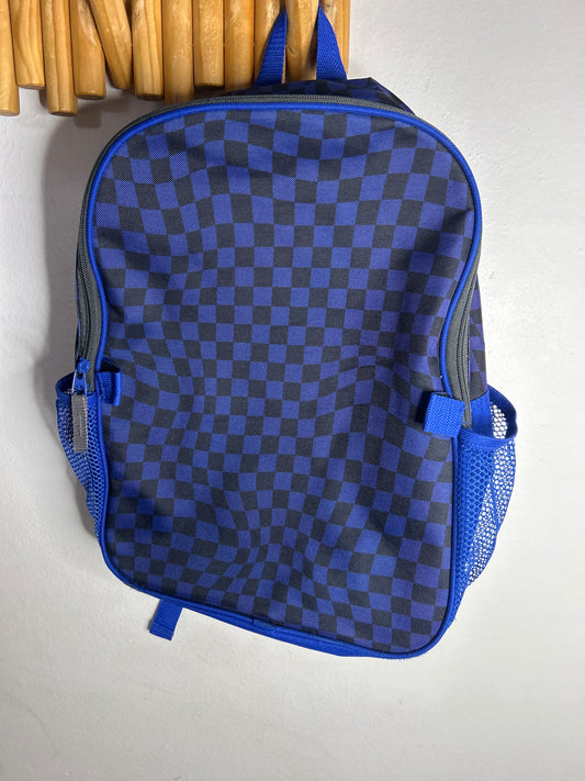 Blue checkered backpack