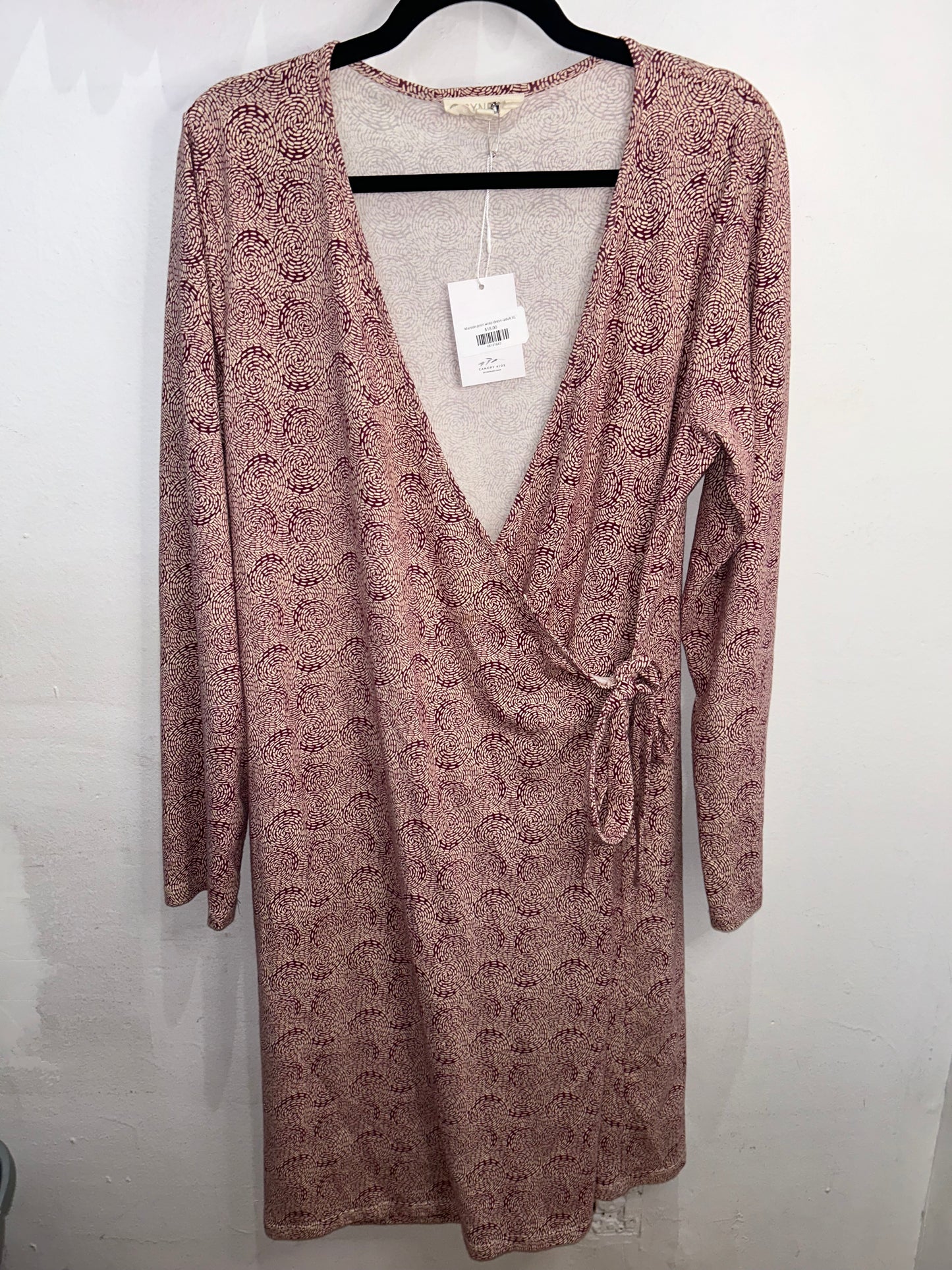 Maroon print wrap dress- adult XL