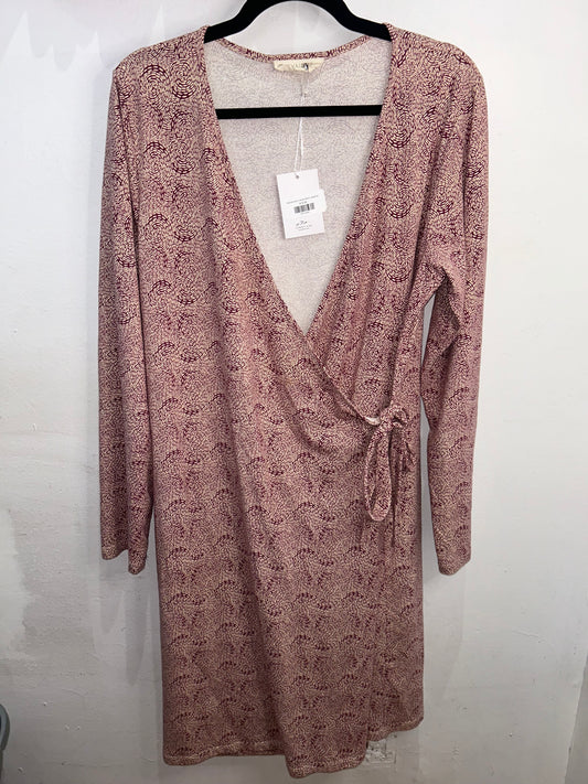Maroon print wrap dress- adult XL