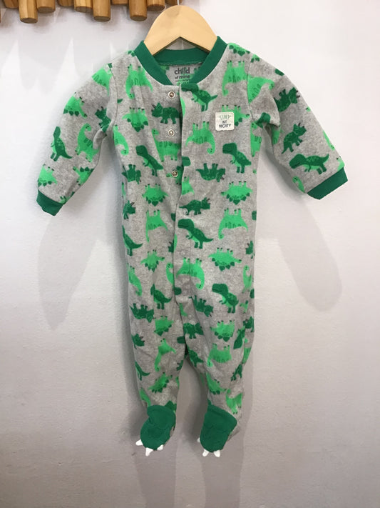 Green dinos fleece sleeper 3-6m