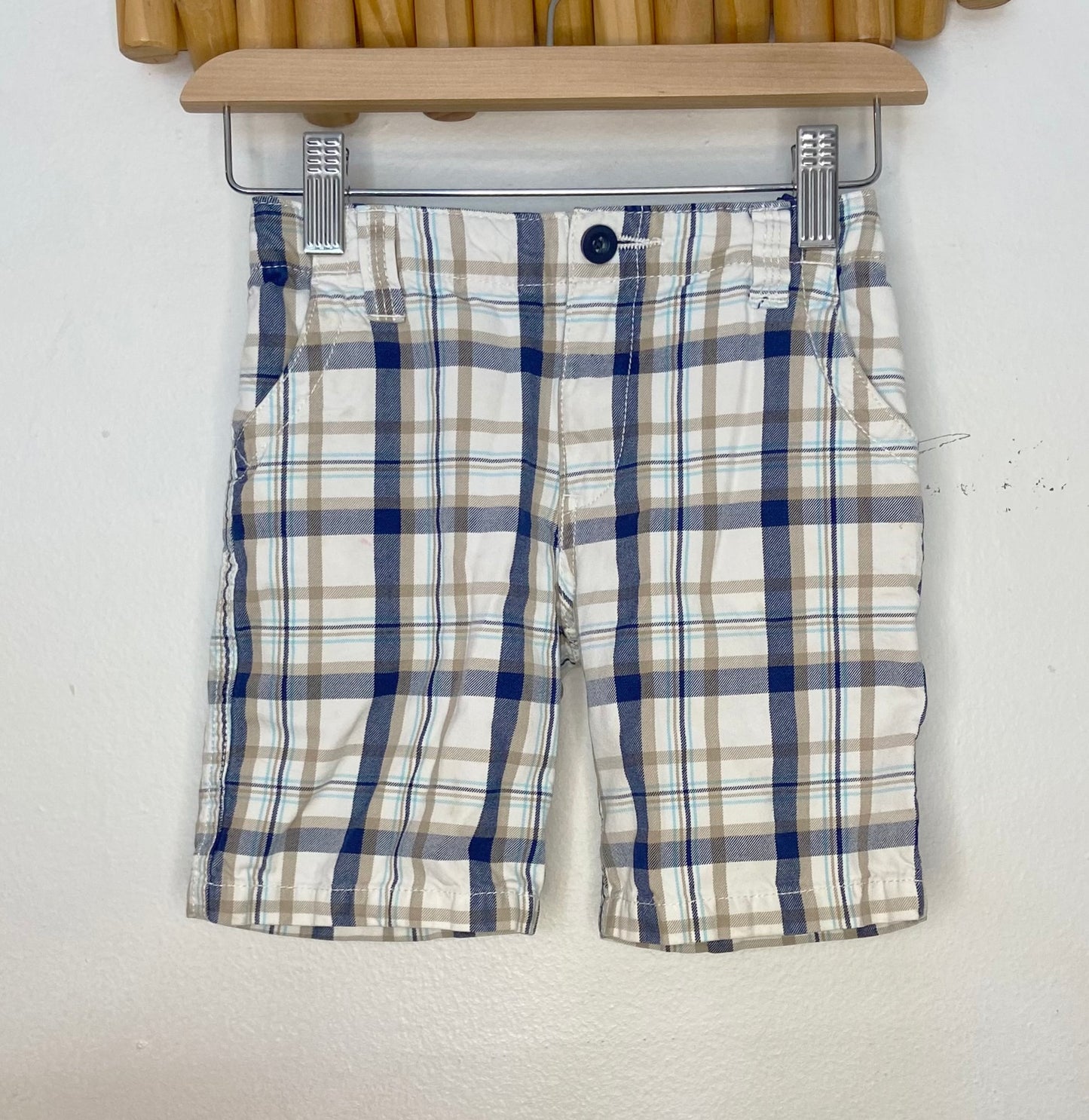 Blue checkered shorts 4y