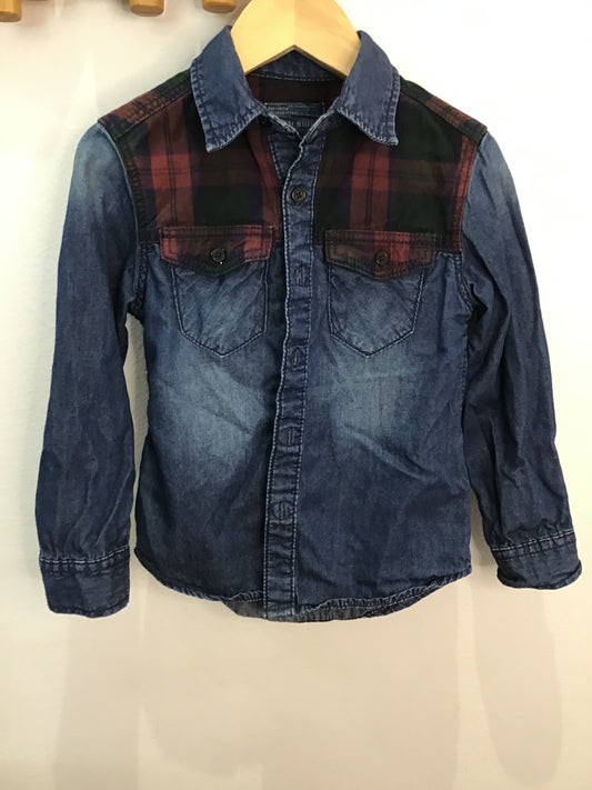 Denim shirt flannel detail 3-4y