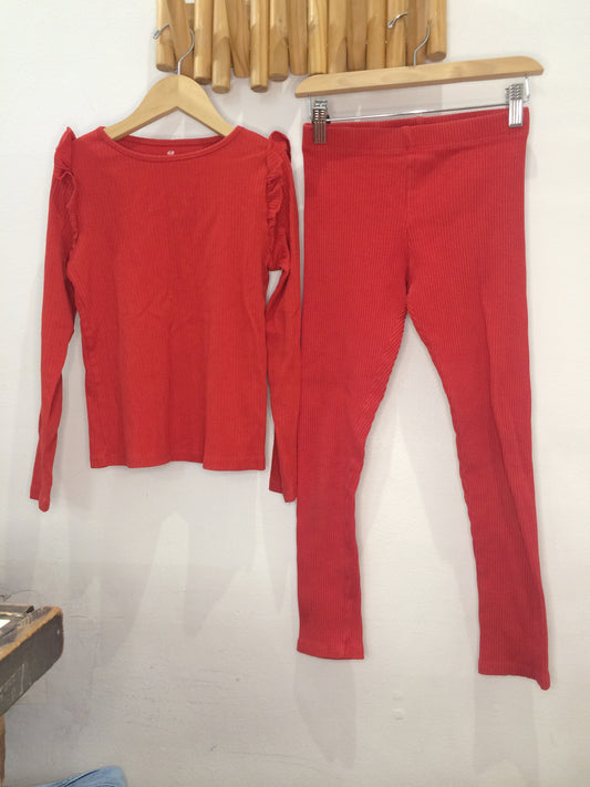 Tomato red ribbed long sleeve 8-10y