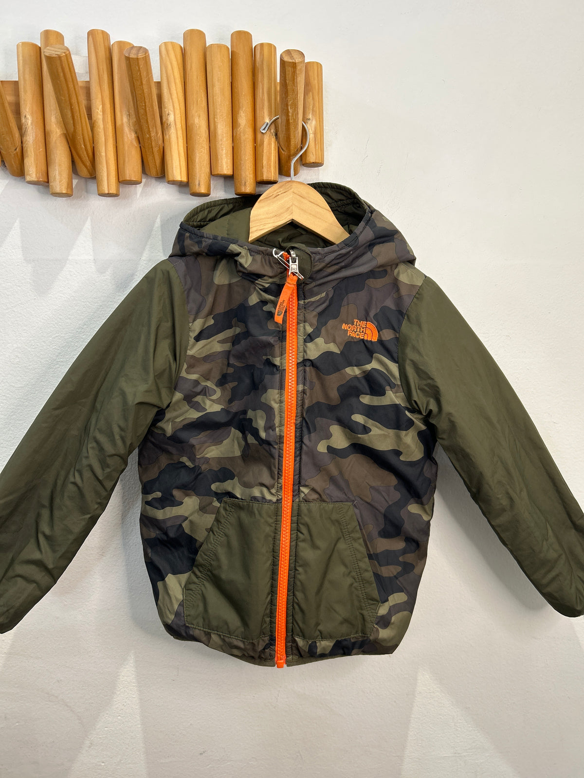 The North Face olive reversible jacket 5y