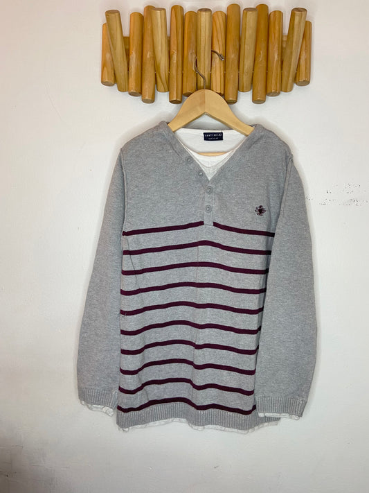 Next UK maroon stripe sweater 9y