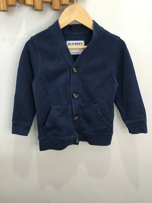 Cardigan blue ribbed 2y