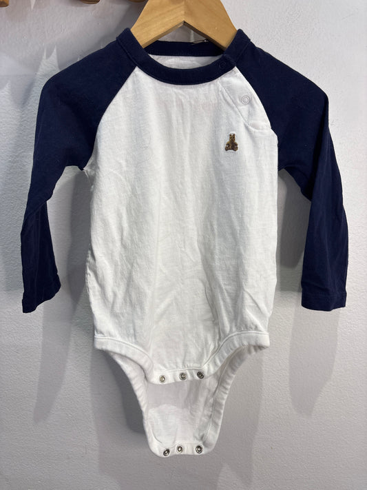 Blue and white onesie 18-24m