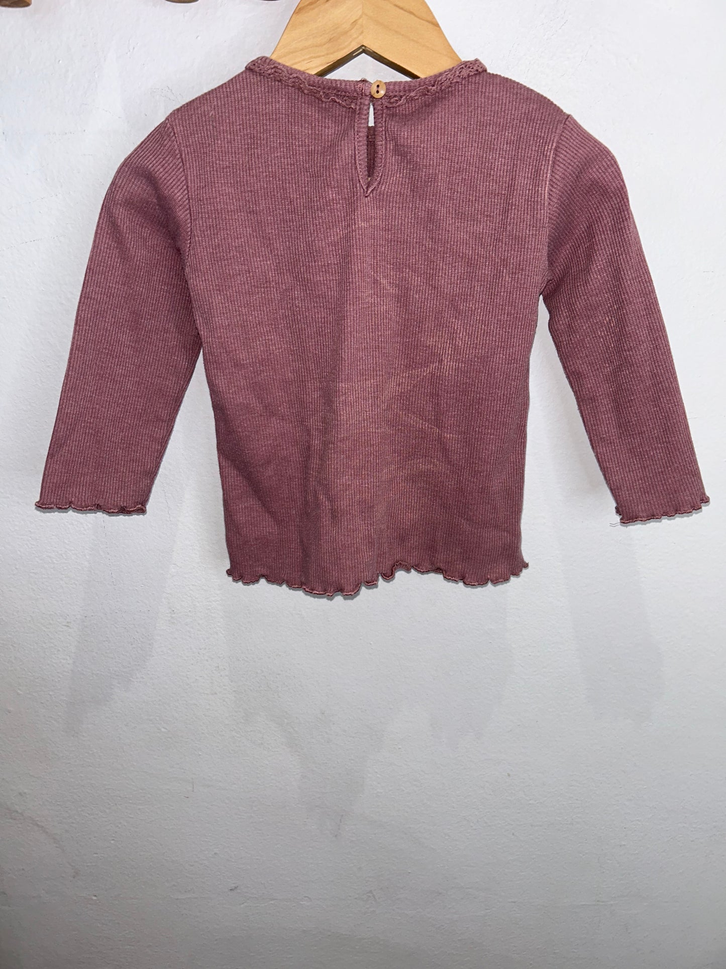 Mauve ribbed longsleeve 9-12m
