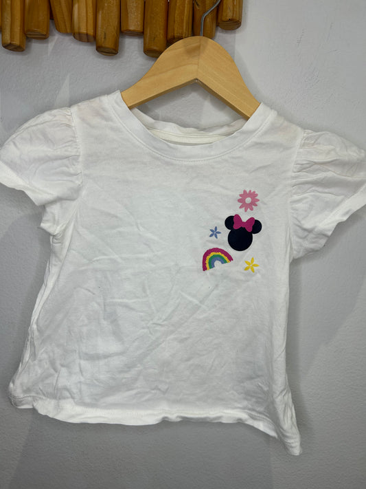 White Minnie tee rainbow 3y