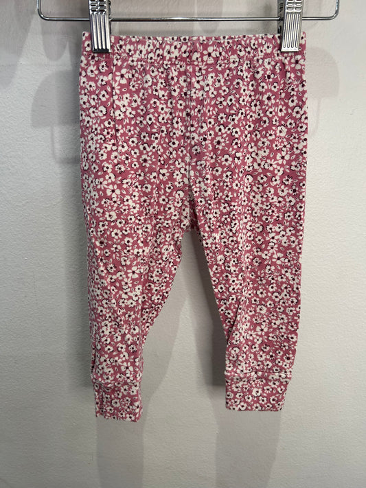 Pink floral cotton pants 12-18m