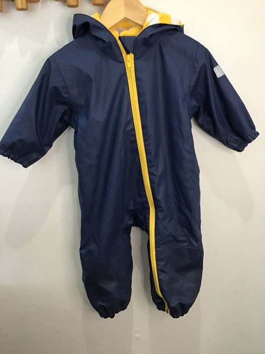 Hatley blue terry lined rain suit 9-12m