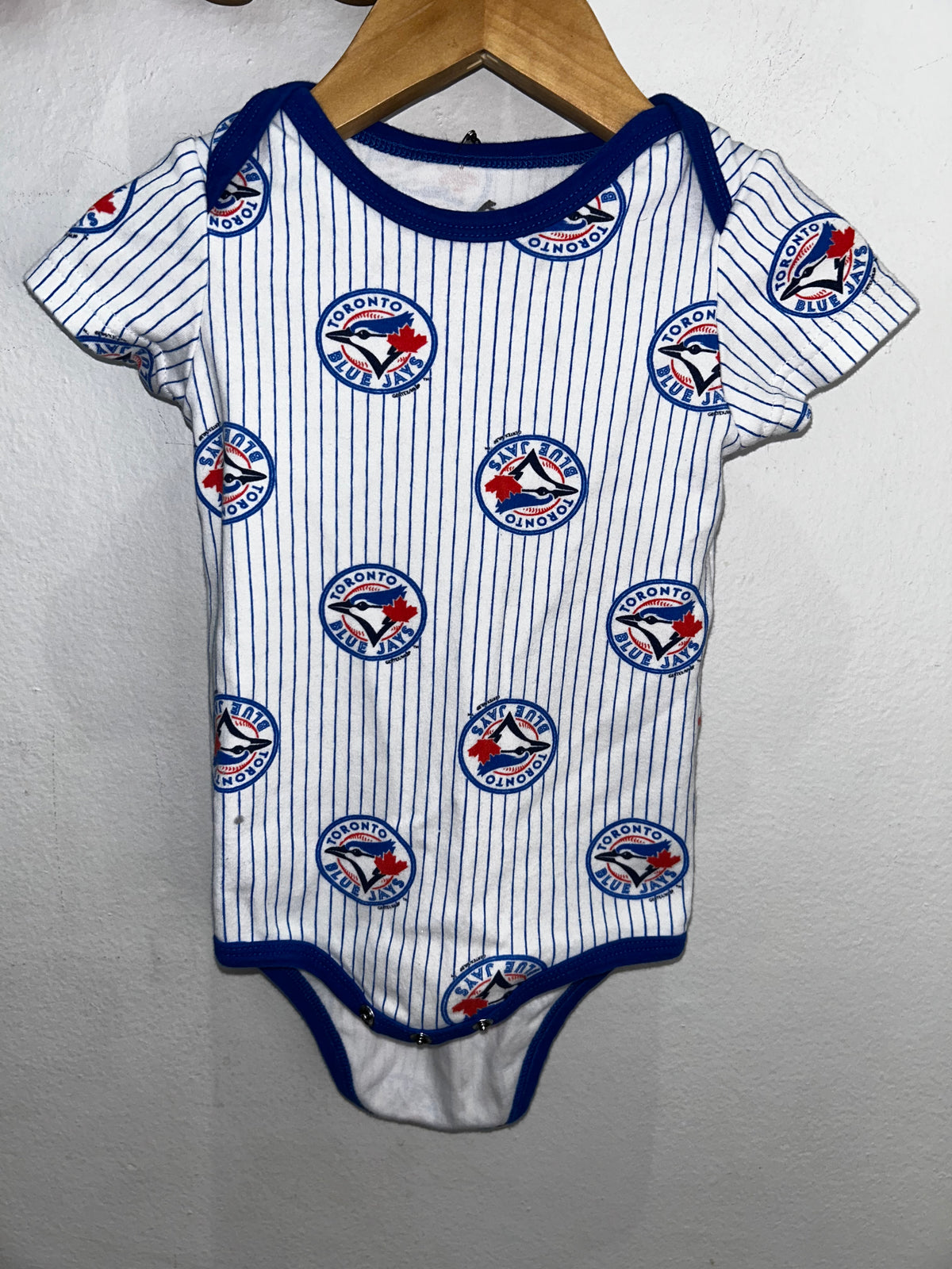Blue Jays striped onesie 12m