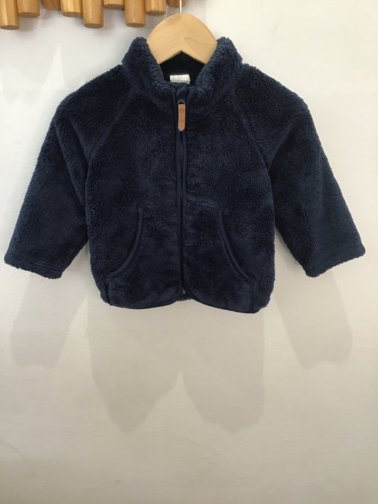 Blue fleece zip-up 4-6m