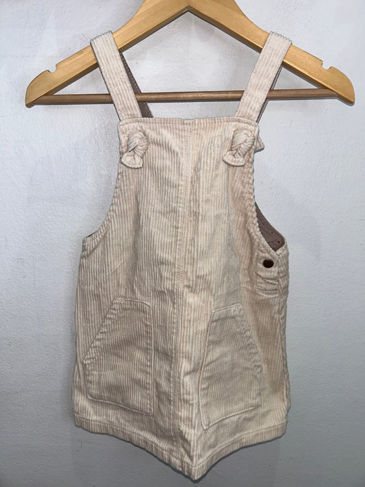 Beige corduroy skirt romper 2-3y